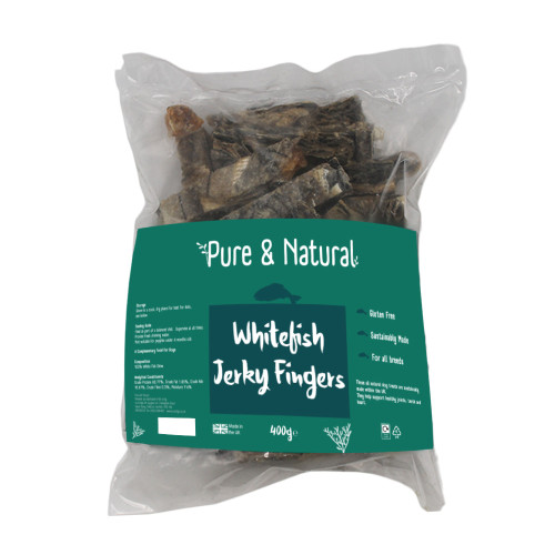 Pure & Natural Whitefish Jerky Fish Fingers 400g